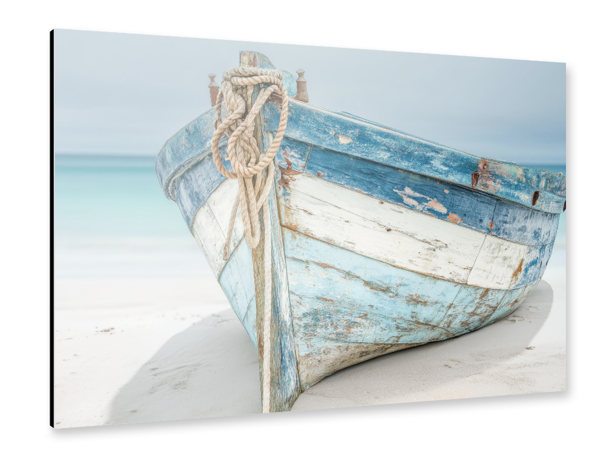 Alu-Dibond "Blaues Boot im Sand" 30x20 cm artboxONE