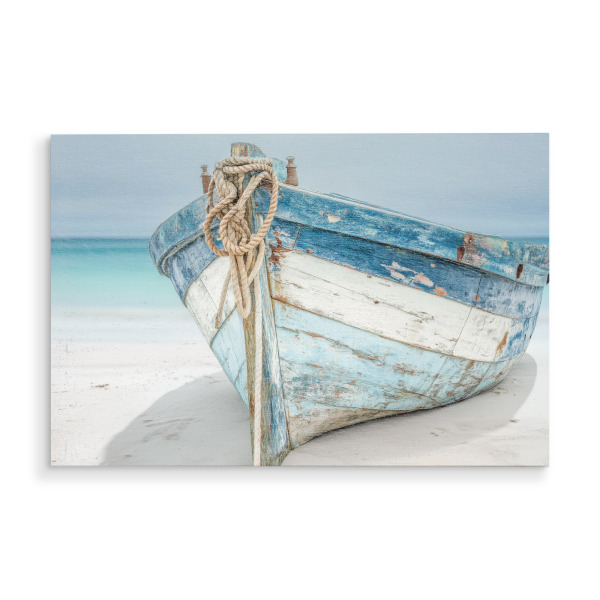 Holzbild "Blaues Boot im Sand" artboxONE - Natur,Reise / Strand und Meer