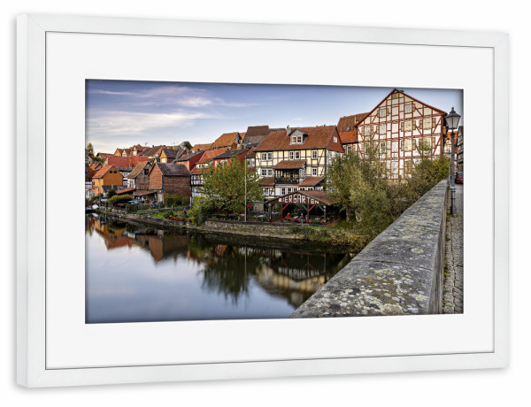 Poster mit Rahmen weiß "Bad Sooden Allendorf Altstadt" artboxONE - Architektur