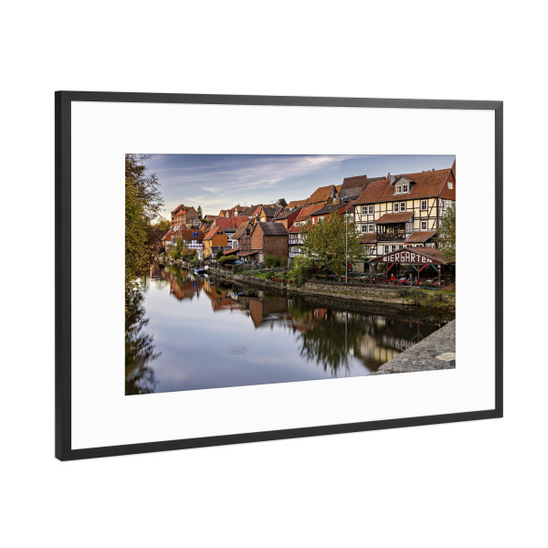Poster mit Rahmen Schwarz (Metallic) "Altstadt Bad Sooden Allendorf" artboxONE - Architektur