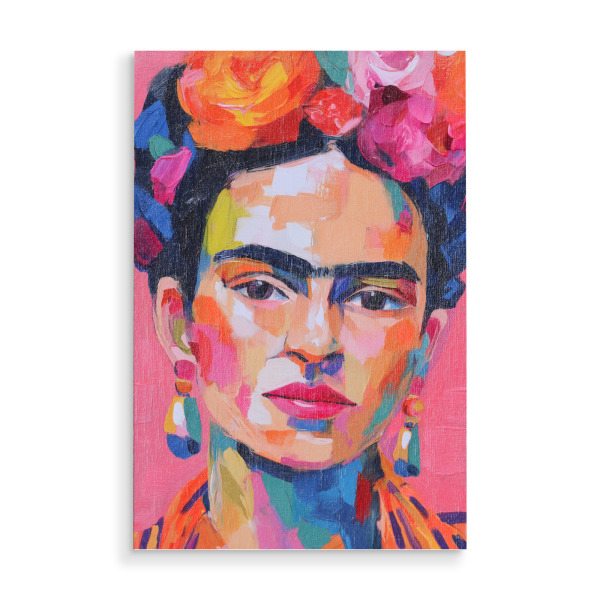 Holzbild "Frida im Farbenrausch" artboxONE - Floral,Abstrakt,Menschen
