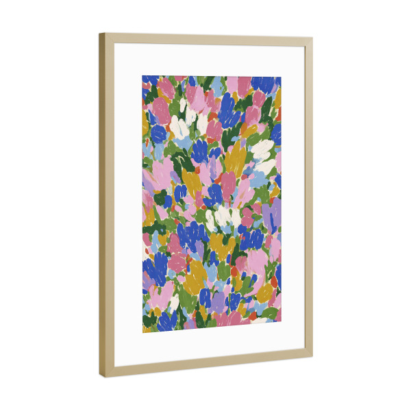 Poster mit Rahmen Gold "Floral Explosion" artboxONE - Floral,Für Mama - Blume,Blumen,Floral,Bunt,Treechild,Illustration,Sommer