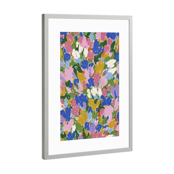 Poster mit Rahmen Silber "Floral Explosion" artboxONE - Floral,Für Mama - Blume,Blumen,Floral,Bunt,Treechild,Illustration,Sommer