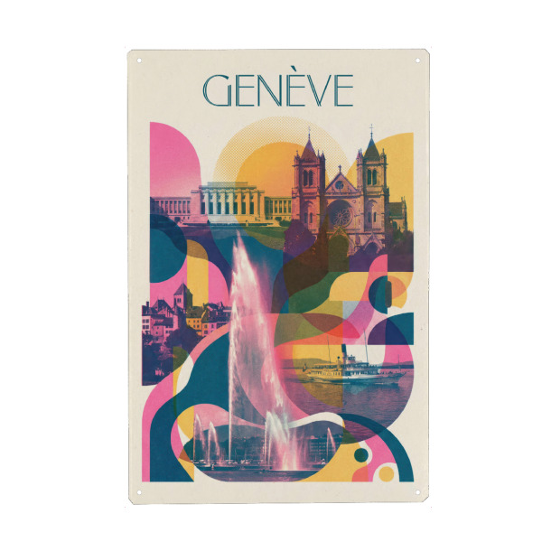Metall Poster "Genève Vintage Art Deco" artboxONE - Städte / Weitere