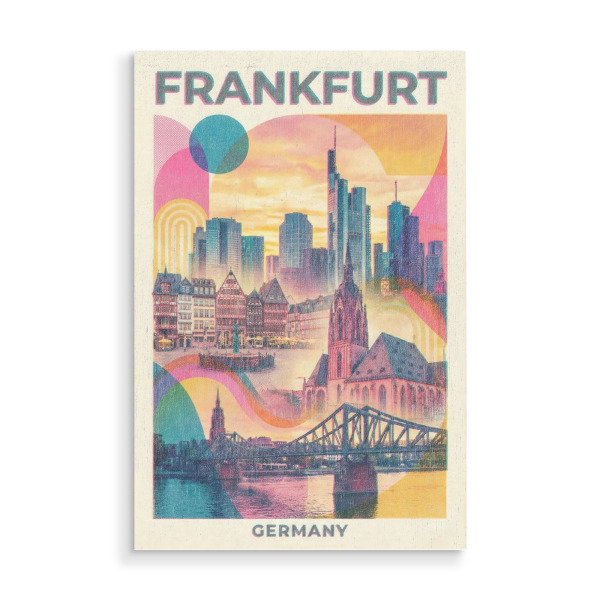 Holzbild "Frankfurt Vintage Art Deco" artboxONE - Städte / Frankfurt