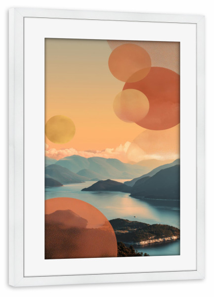 Poster mit Rahmen weiß "Goldene Umlaufbahnen" artboxONE - Natur,Reise,Abstrakt