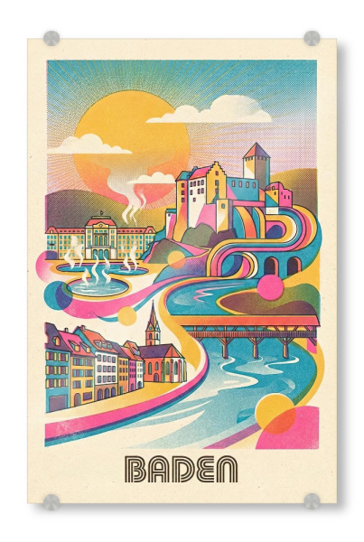 Acrylglasbild "Baden Vintage Art Deco" artboxONE - Städte / Weitere,Kartografie