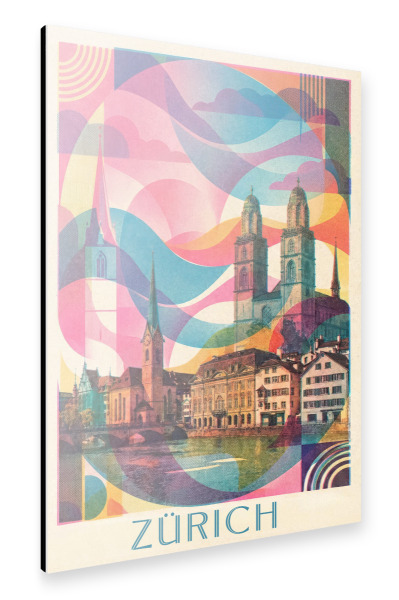 Alu-Dibond "Zürich Vintage Art Deco" 75x50 cm artboxONE