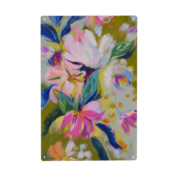 Metall Poster "Farbenspiel mit Blumen" artboxONE - Natur,Floral,Abstrakt