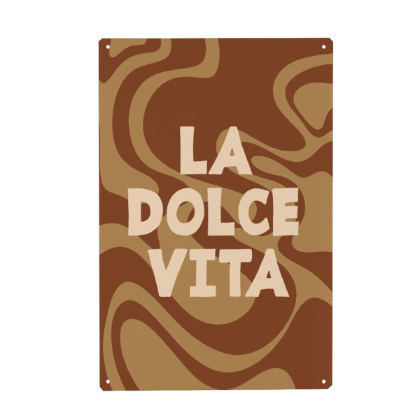 Holzbild "La Dolce Vita abstrakt" artboxONE - Typografie - Einfach,Typografie,Zitat,Ausdruck,Braun