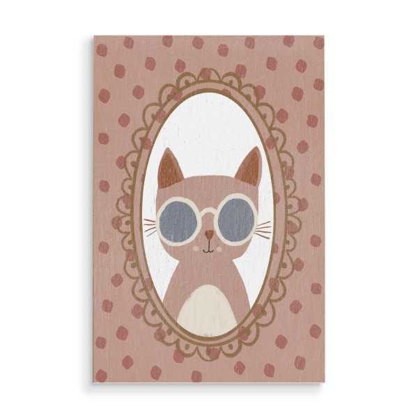 Holzbild "Cool Cat (Two)" artboxONE - Für Kinder,Tiere - Kater,Katze,Illustration,Tiere,Treechild,Sonnenbrille,Lustig