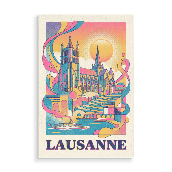 Holzbild "Lausanne Vintage Art Deco" artboxONE - Städte / Weitere