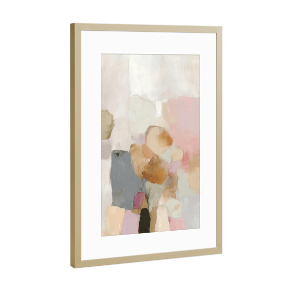 Poster mit Rahmen Gold "Romantische Pastell Felder" artboxONE - Natur,Abstrakt,Geometrie