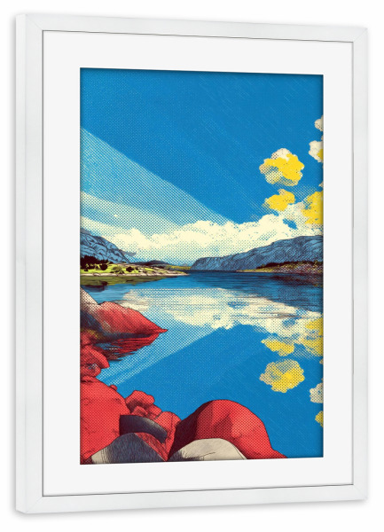 Poster mit Rahmen weiß "Spiegel der nördlichen Stille" artboxONE - Natur,Reise,Abstrakt