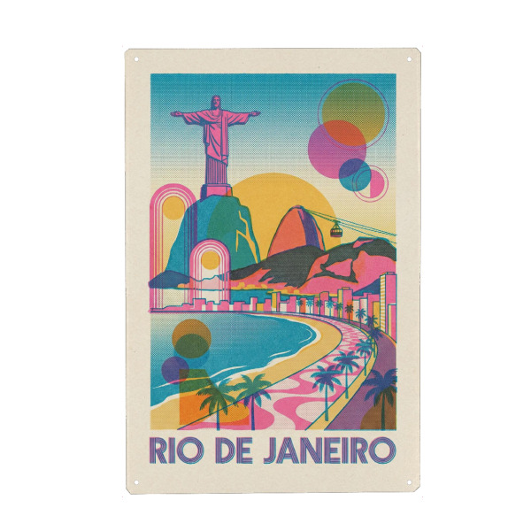 Metall Poster "Rio de Janeiro Vintage Art Deco" artboxONE - Städte / Rio de Janeiro