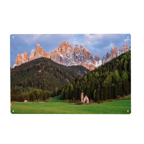 Metall Poster "Kirche im Villnößtal" artboxONE - Natur,Reise,Reise / Länder