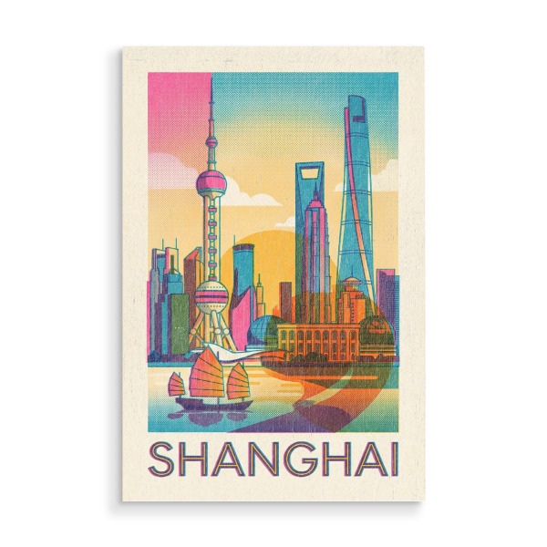 Holzbild "Shanghai Vintage Art Deco" artboxONE - Städte / Shanghai