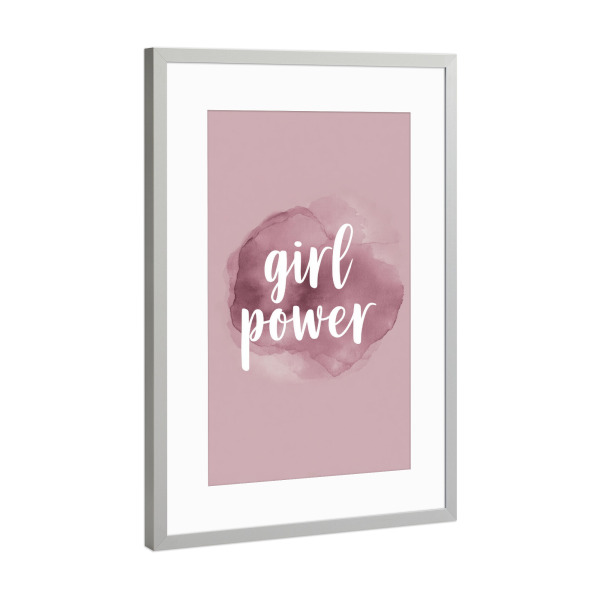 Poster mit Rahmen Silber "Feminine Kraftquelle" artboxONE - Typografie,Abstrakt,Menschen