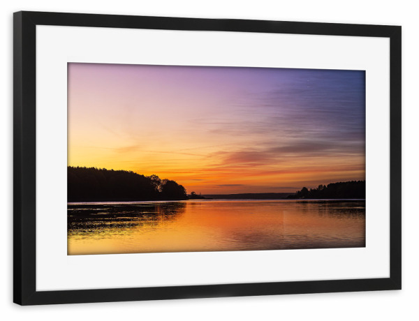 Poster mit Rahmen schwarz "Plauer See zum Sonnenaufgang" artboxONE - Natur,Reise