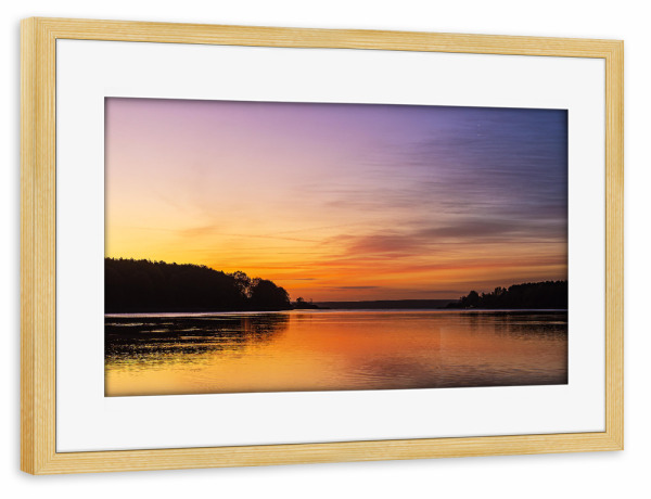 Poster mit Rahmen kiefer "Plauer See zum Sonnenaufgang" artboxONE - Natur,Reise