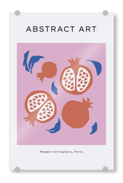 Acrylglasbild "Abstract Art Paris" artboxONE - Typografie,Floral,Für Mama - Frucht,Früchte,Text,Paris,Farbenfroh,Pink,Orange,Granatapfel,Obst