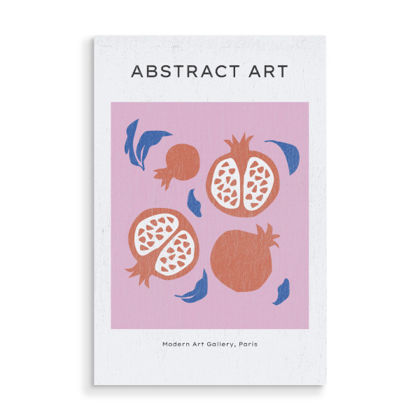 Holzbild "Abstract Art Paris" artboxONE - Typografie,Floral,Für Mama - Frucht,Früchte,Text,Paris,Farbenfroh,Pink,Orange,Granatapfel,Obst