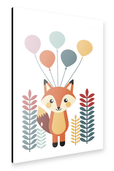 Alu-Dibond "Fuchs mit bunten Luftballons" 75x50 cm artboxONE