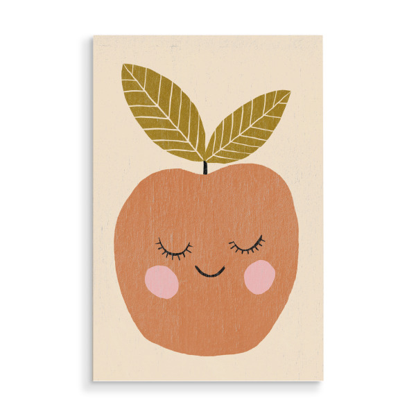 Holzbild "Happy Apple" artboxONE - Für Kinder,Essen & Trinken,Essen & Trinken / Obst & Gemüse