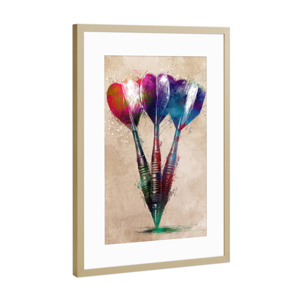 Poster mit Rahmen Gold "Dartsportkunst D" artboxONE - Sport,Sport / Motivation - Dart,Darts,Spiel,Sport,Dartspieler,Dartscheibe