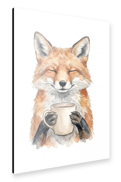 Alu-Dibond "Fuchs und Kaffee" 75x50 cm artboxONE