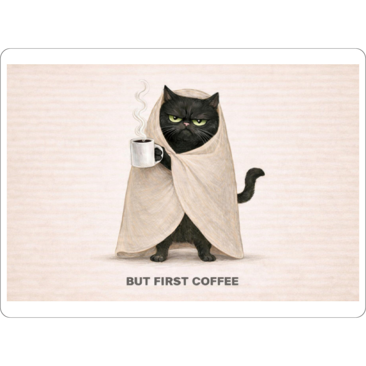 Tischset "But First Coffee – Cloaked Grump" artboxONE - Tiere,Essen & Trinken,Comic,Für Mama,Lustig
