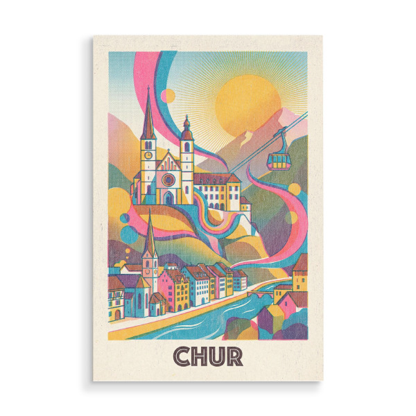 Holzbild "Chur Vintage Art Deco" artboxONE - Städte / Weitere
