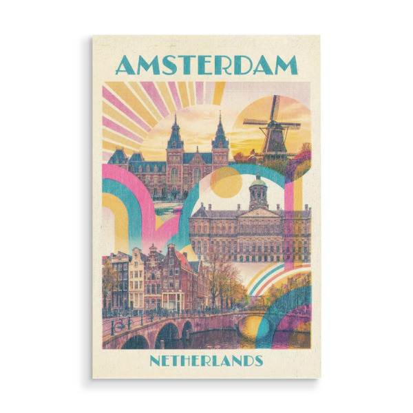 Holzbild "Amsterdam Vintage Art Deco" artboxONE - Städte / Amsterdam