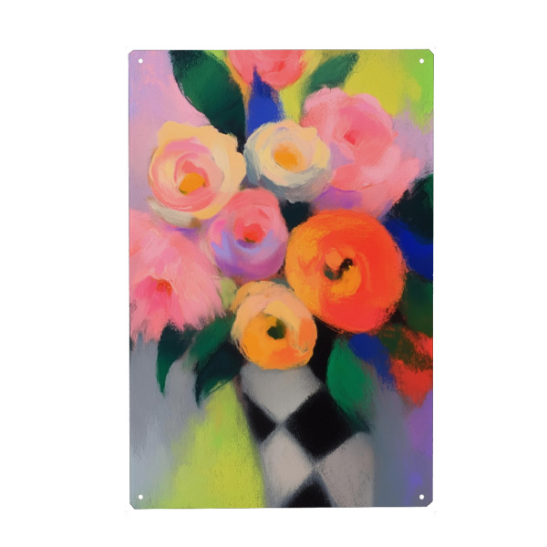 Metall Poster "Malerische Blütenfreude" artboxONE - Natur,Floral,Abstrakt