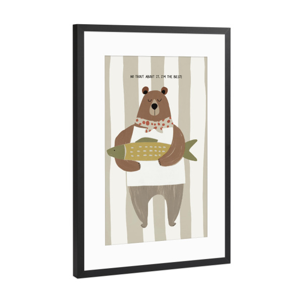 Poster mit Rahmen Schwarz (Metallic) "No Trout About It" artboxONE - Für Kinder,Tiere