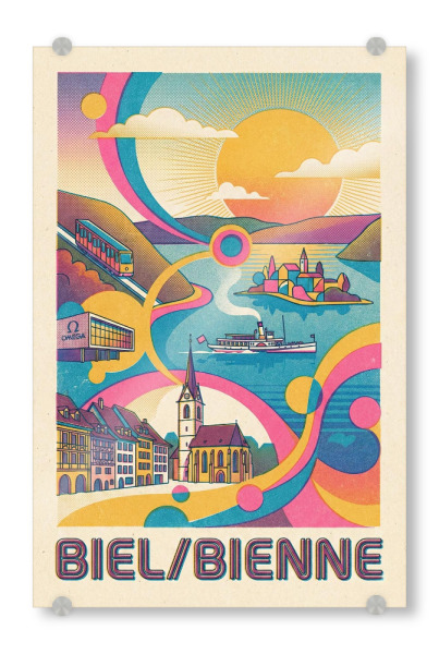 Acrylglasbild "Biel Vintage Art Deco" artboxONE - Städte / Weitere