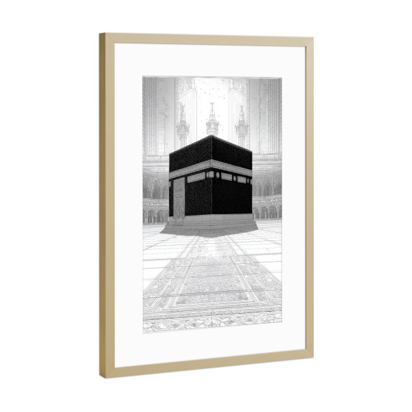 Poster mit Rahmen Gold "Mecca in Lines and Light" artboxONE - Reise,Abstrakt,Menschen,Architektur