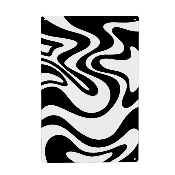 Holzbild "Kontrastfluss" artboxONE - Abstrakt - Schwarz,Weiß,Abstrakt,Muster,Winkend,Modern,Minimalistisch