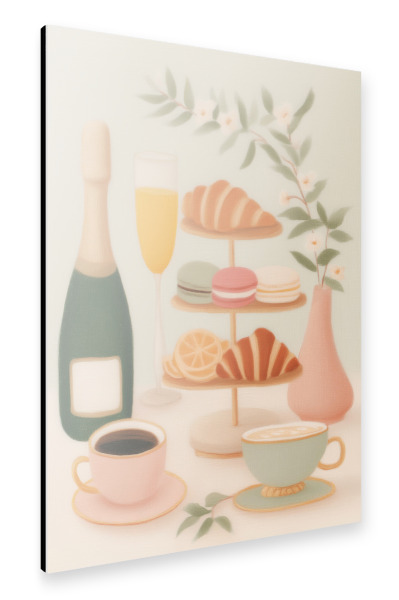 Alu-Dibond "Kaffee & Croissantträume" 75x50 cm artboxONE