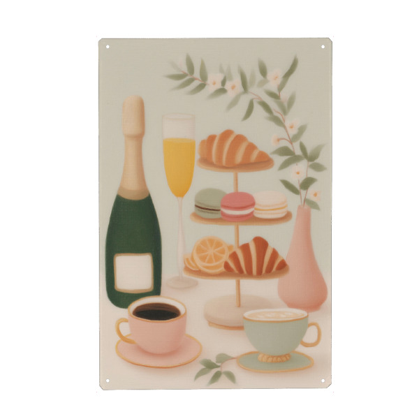 Holzbild "Kaffee & Croissantträume" artboxONE - Natur,Floral,Essen & Trinken / Obst & Gemüse