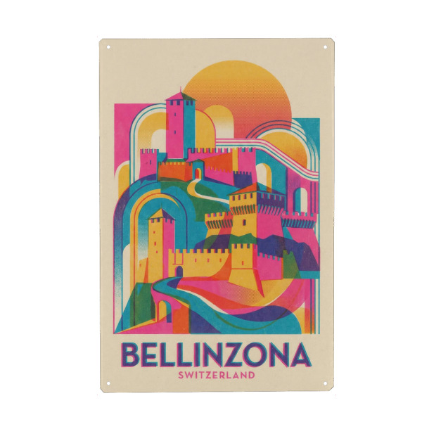 Metall Poster "Bellinzona Art Deco" artboxONE - Städte / Weitere