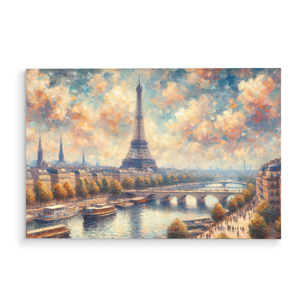 Holzbild "Sunset Over the Eiffel Tower" artboxONE - Abstrakt,Architektur,Städte / Paris