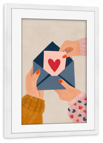 Poster mit Rahmen weiß "Liebesbotschaft per Post" artboxONE - Menschen,Liebe
