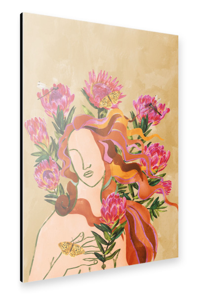 Alu-Dibond "Pink Floral Venus" 75x50 cm artboxONE