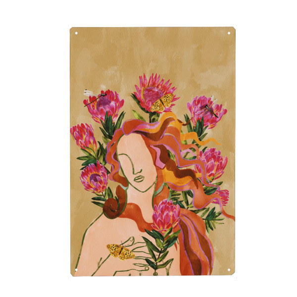 Holzbild "Pink Floral Venus" artboxONE - Floral,Abstrakt,Menschen