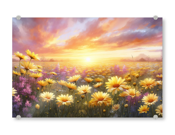 Acrylglasbild "Vibrant Flower Meadow at Sunset" artboxONE - Floral