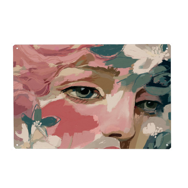 Metall Poster "Floral Reverie (Five)" artboxONE - Abstrakt,Menschen,Für Mama - Gesicht,Dekorativ,Augen,Abstrakt,Illustration,Farbenfroh,Menschen