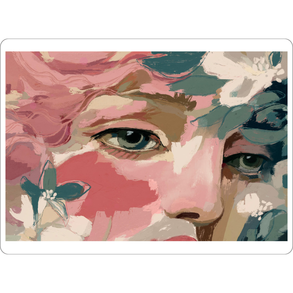 Tischset "Floral Reverie (Five)" artboxONE - Abstrakt,Menschen,Für Mama - Gesicht,Dekorativ,Augen,Abstrakt,Illustration,Farbenfroh,Menschen