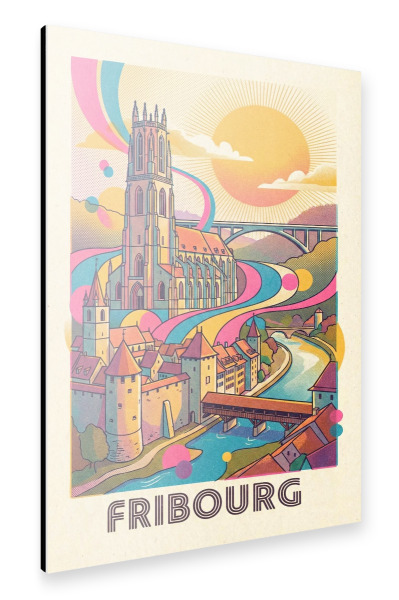 Alu-Dibond "Fribourg Vintage Art Deco" 75x50 cm artboxONE