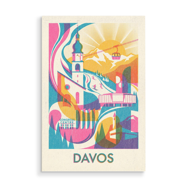 Holzbild "Davos Vintage Art Deco" artboxONE - Städte / Weitere